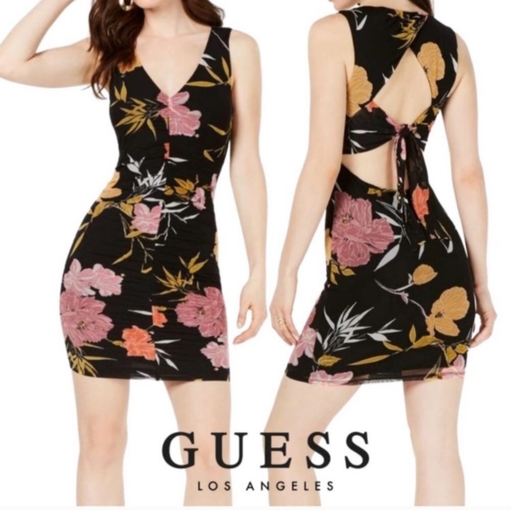 Guess Floral Backless Bodycon Dress